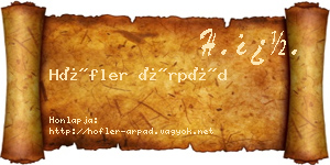 Höfler Árpád névjegykártya